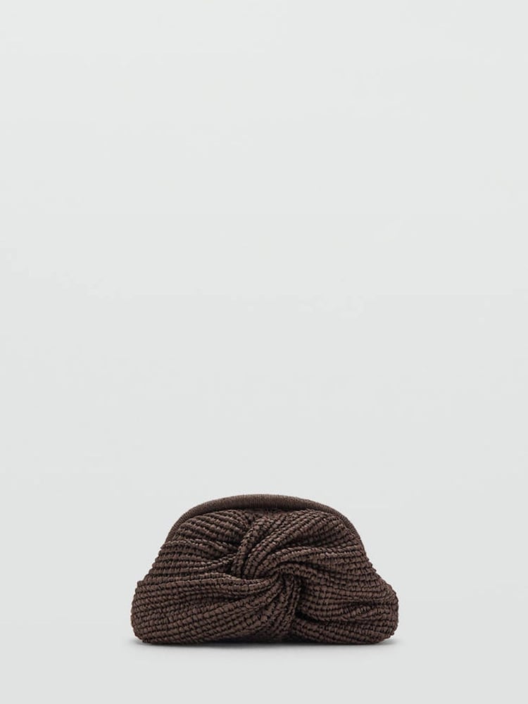 Mango Brown Straw Weave Envelope Clutch Bag - Image 1 of 6