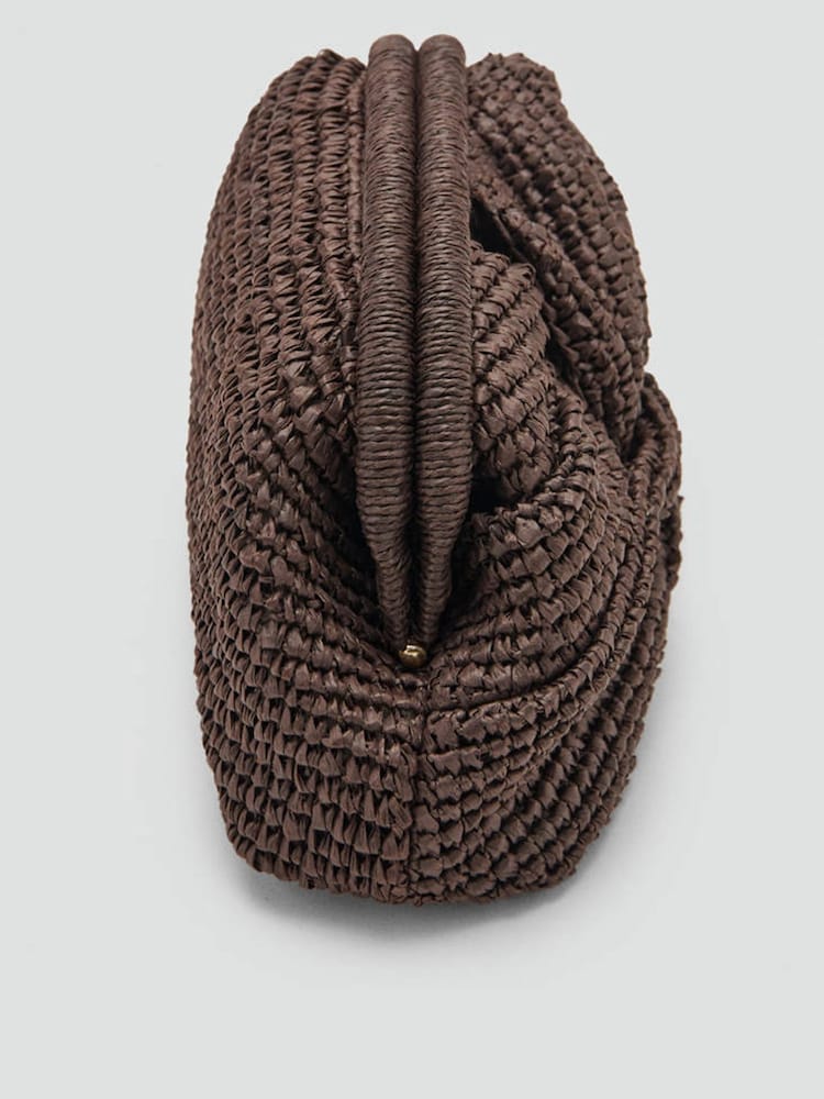 Mango Brown Straw Weave Envelope Clutch Bag - Image 2 of 6