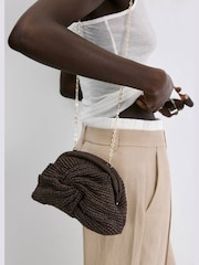 Mango Brown Straw Weave Envelope Clutch Bag - Image 3 of 6