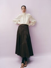 Mango Cream High Neck Blouse - Image 1 of 8