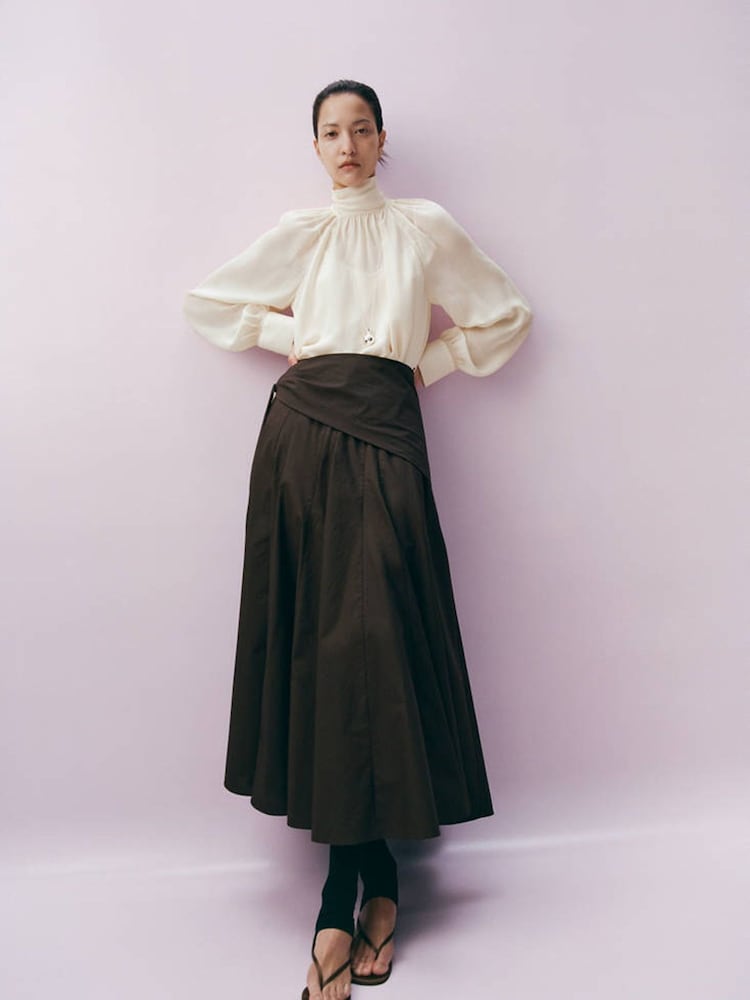 Mango Cream High Neck Blouse - Image 1 of 8