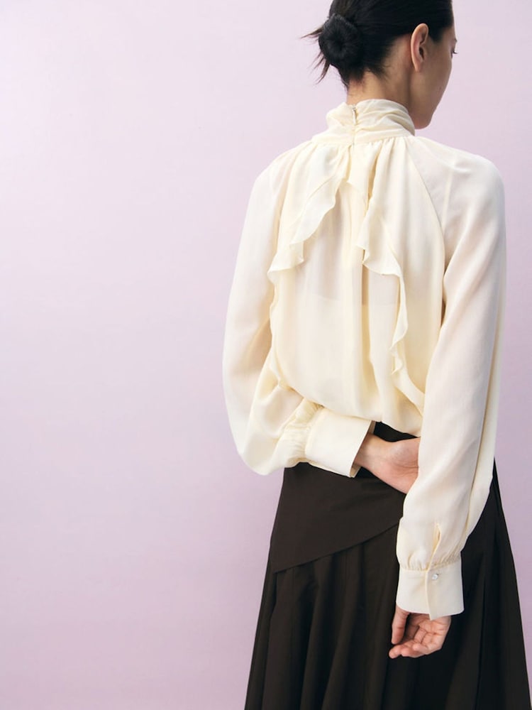 Mango Cream High Neck Blouse - Image 2 of 8