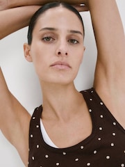 Mango Brown Polka Dot Knit Vest Top - Image 4 of 8