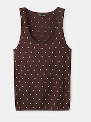 Mango Brown Polka Dot Knit Vest Top - Image 6 of 8