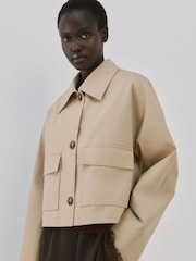 Mango Cream Button Through Collared Trench Jacket - Image 3 of 7