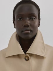 Mango Cream Button Through Collared Trench Jacket - Image 5 of 7