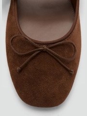 Mango Brown Suede Buckle Detail Ballet Flats - Image 4 of 7