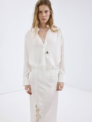 Mango White Lace Trim Skirt - Image 4 of 8