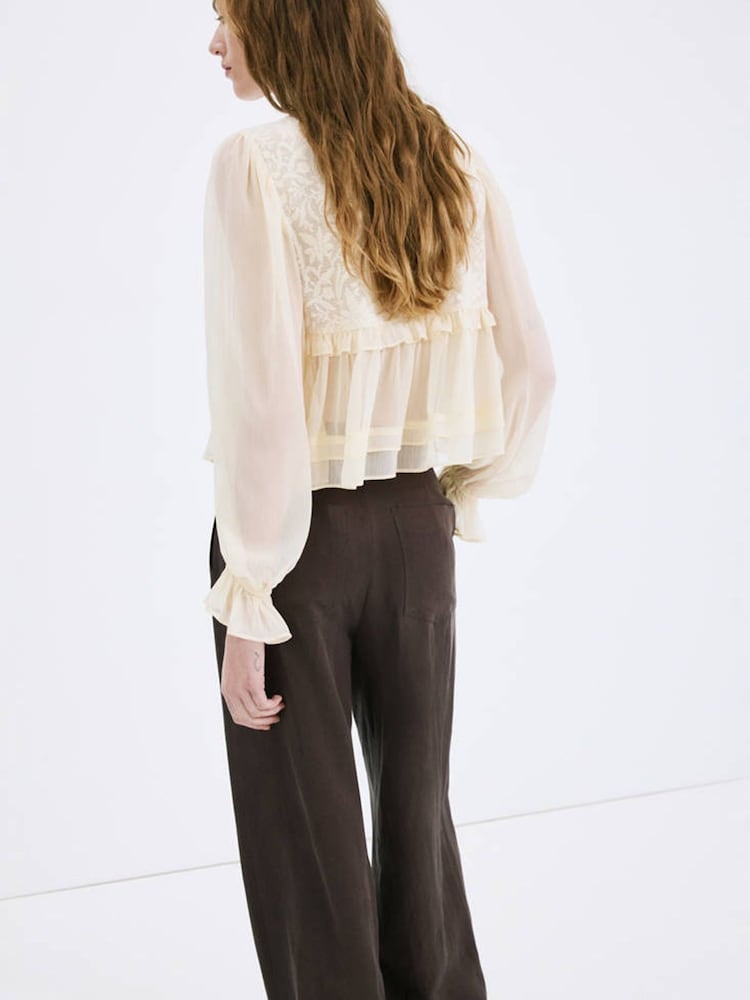 Mango Yellow Ruffle Blouse - Image 2 of 7