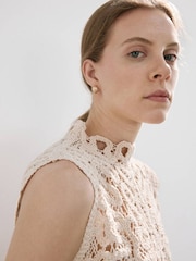 Mango Brown Crochet Sleeveless Top - Image 4 of 7