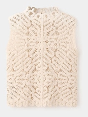 Mango Brown Crochet Sleeveless Top - Image 5 of 7