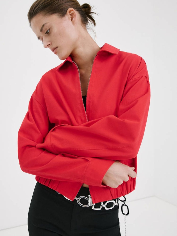 Mango Red Bomber Jacket - Image 1 of 8