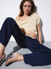 Mango Cream Slash Neck Cape Detail Blouse - Image 4 of 7