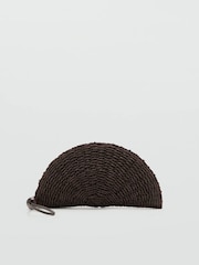Mango Brown Straw Weave Zip Around Clutch - Image 1 of 4