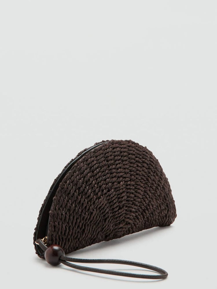 Mango Brown Straw Weave Zip Around Clutch - Image 2 of 4