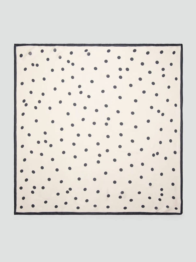 Mango Black Polka Dot Square Satin Scarf - Image 1 of 4