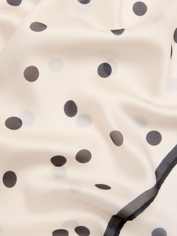 Mango Black Polka Dot Square Satin Scarf - Image 4 of 4