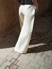 Mango Cream Wide Leg Side Stripe Trousers - Image 3 of 7