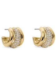 Kate Spade Gold Kate Spade Pave Trio Huggie Earrings - Image 1 of 3