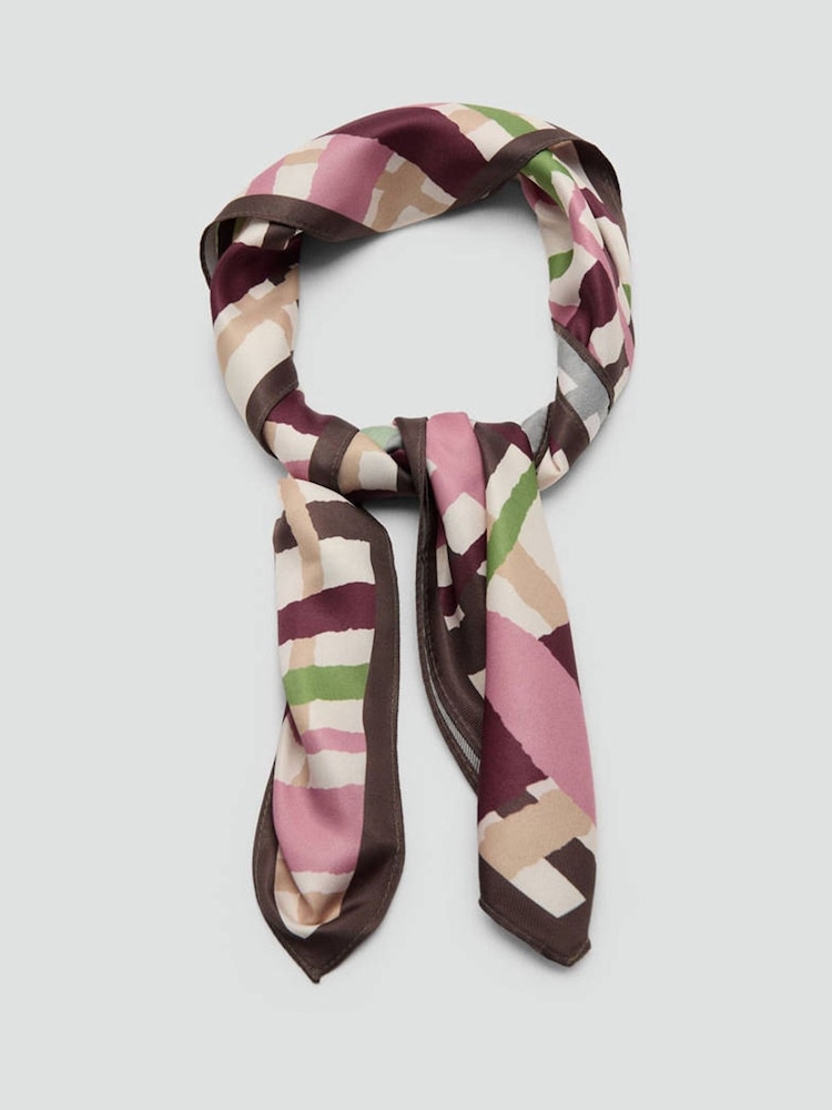Mango Red Solid Satin Square Scarf - Image 2 of 4