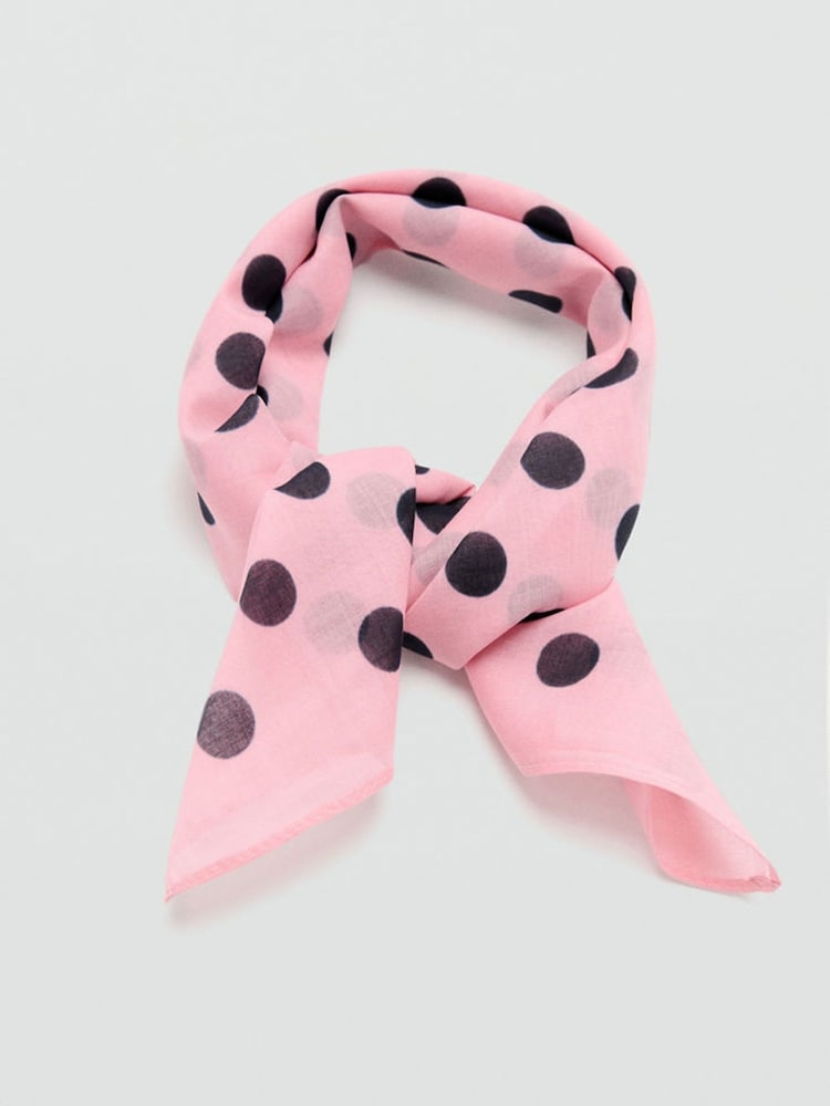 Mango Pink Polka Dot Square Cotton Scarf - Image 1 of 4