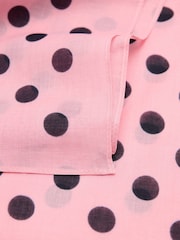 Mango Pink Polka Dot Square Cotton Scarf - Image 3 of 4