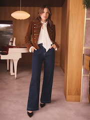 Rust Brown - Love & Roses Velvet Frogging Detail Jacket - Imagem 3 de 4