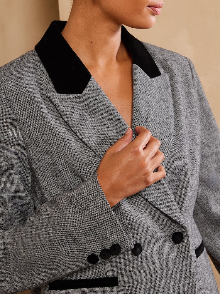 Love & Roses Grey Tailored Herringbone Blazer - Image 2 of 6