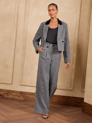 Love & Roses Grey Tailored Herringbone Blazer - Image 3 of 6