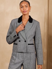 Love & Roses Grey Tailored Herringbone Blazer - Image 4 of 6