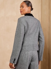 Love & Roses Grey Tailored Herringbone Blazer - Image 5 of 6