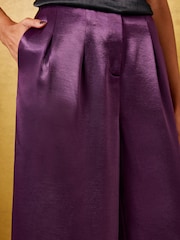 Ljubičasto - Love & Roses Tailored Satin Palazzo Trousers - Slika 2 od 5