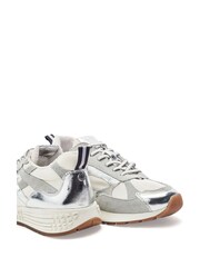 Moda in Pelle White Bryani Multi Panel Lace Up Trainer - Image 3 of 4