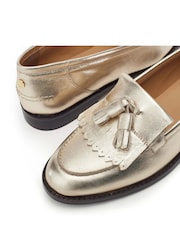 Moda in Pelle Gold Florana Leather Flat Tassel Loafer - Image 3 of 3