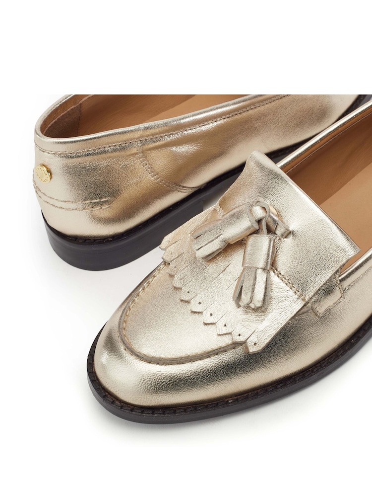Moda in Pelle Gold Florana Leather Flat Tassel Loafer - Image 3 of 3 Moda in Pelle Gold Florana Leather Flat Tassel Loafer - Image 3 of 3