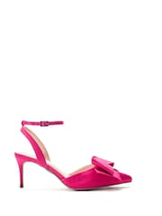 Moda in Pelle Pink Nahara Ankle Strap Heel Sandal With Bow Detail - Image 1 of 3