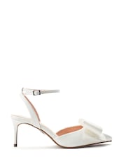 Moda in Pelle White Nahara Ankle Strap Heel Sandal With Bow Detail - Image 1 of 3