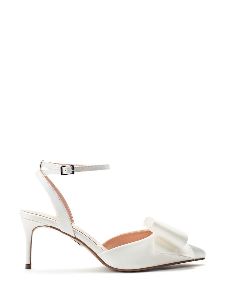 Moda in Pelle White Nahara Ankle Strap Heel Sandal With Bow Detail - Image 1 of 3 Moda in Pelle White Nahara Ankle Strap Heel Sandal With Bow Detail - Image 1 of 3