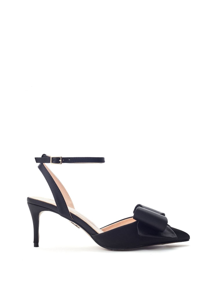 Moda in Pelle Black Nahara Ankle Strap Heel Sandal With Bow Detail - Image 1 of 3 Moda in Pelle Black Nahara Ankle Strap Heel Sandal With Bow Detail - Image 1 of 3