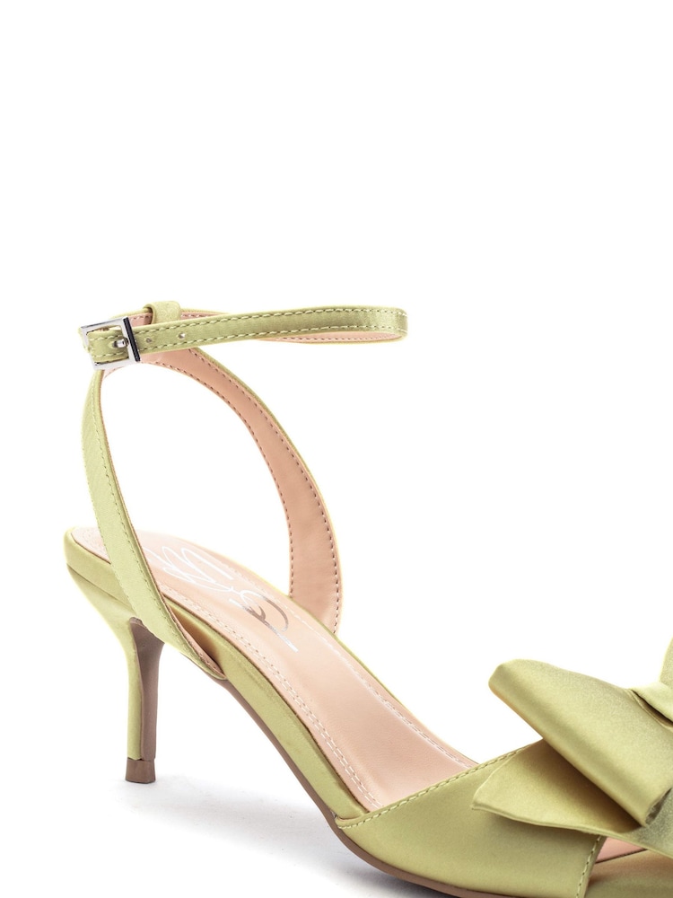 Moda in Pelle Green Lotty Low Sandals With Large Bow Trim - Image 3 of 3