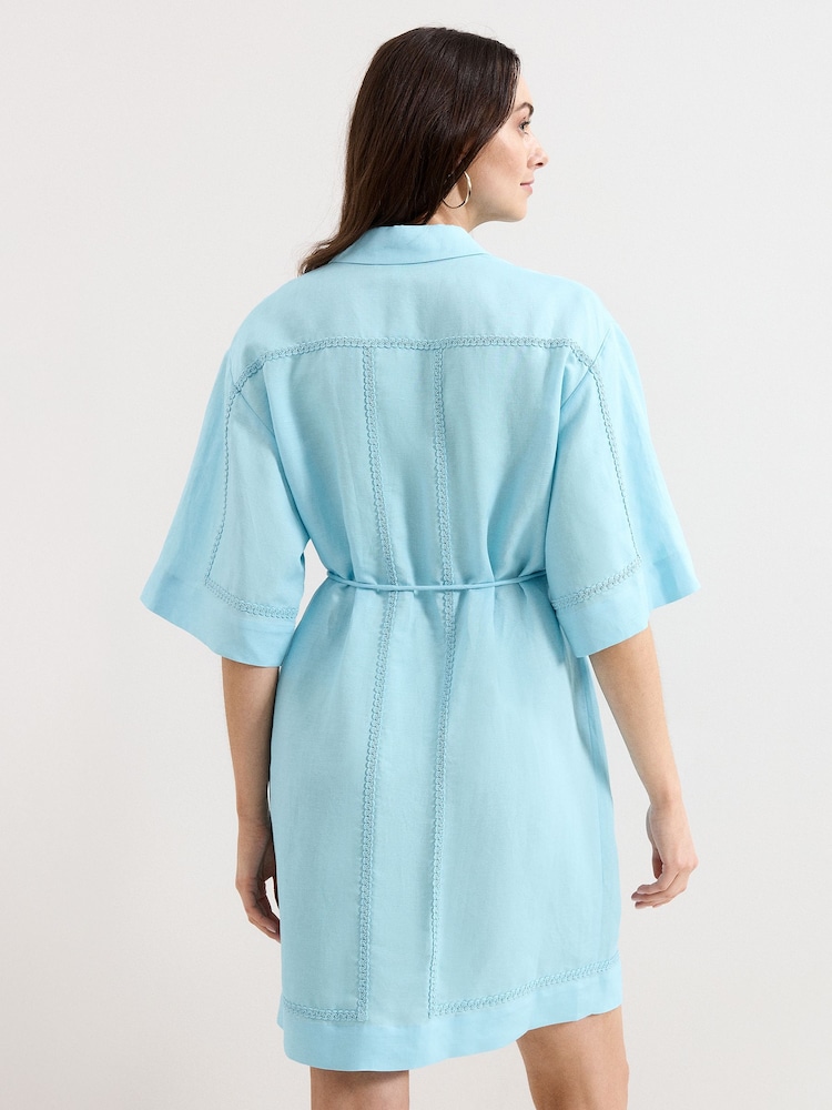 Phase Eight Blue Lara Shirt Dress - Image 2 of 5 Phase Eight Blue Lara Shirt Dress - Image 2 of 5