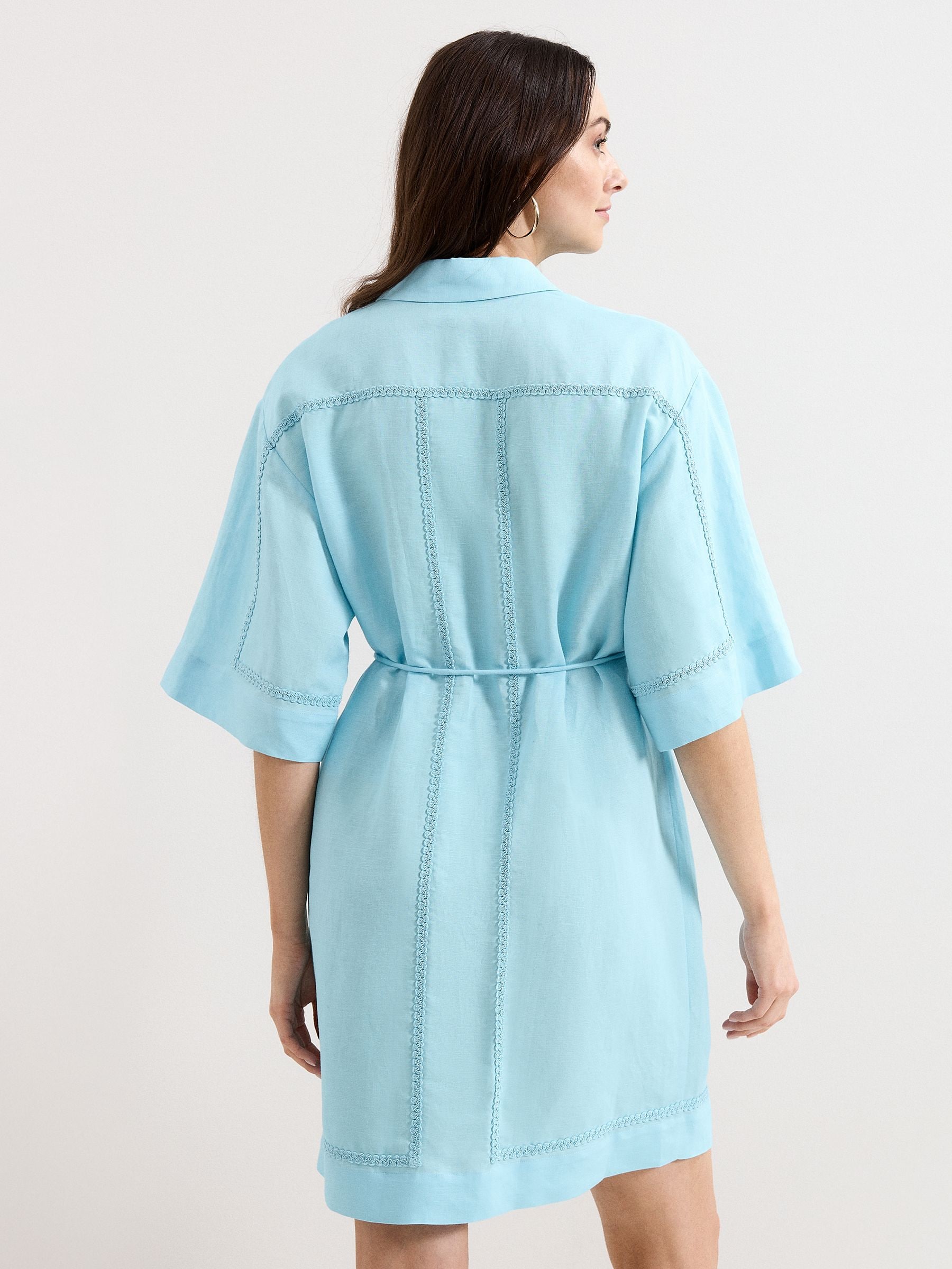 Buy Phase Eight Blue Lara Linen Shirt Mini Dress from Next USA