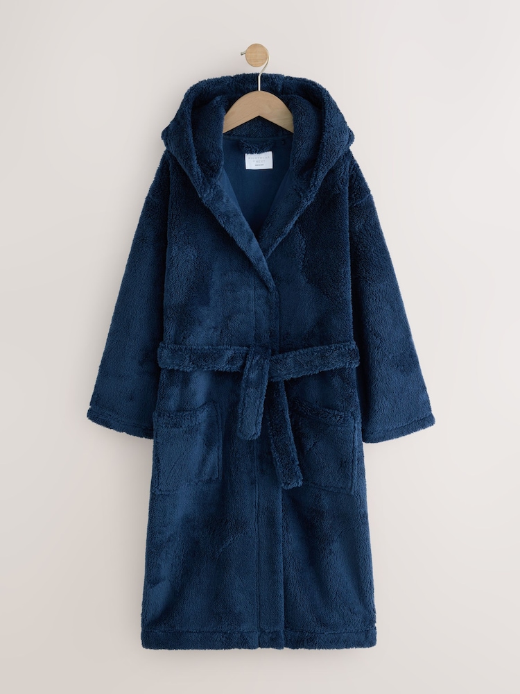 Navy Long Fleece Robe (9-16yrs) - Image 1 of 4
