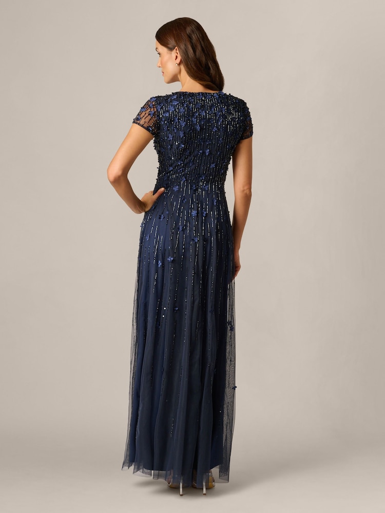 Adrianna Papell Blue Beaded Dress - Image 2 of 6