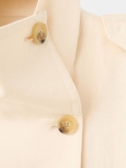 Mango Cream Linen Blend funnel Neck Jacket - Image 7 of 8