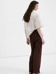 Mango Brown Linen Barrel  Tailored Trousers - Image 2 of 8
