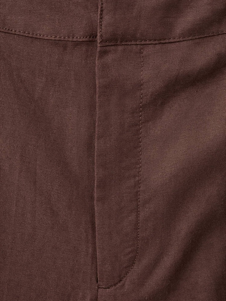 Mango Brown Linen Barrel  Tailored Trousers - Image 8 of 8