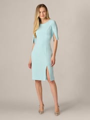 Adrianna Papell Blue Split Sleeve Midi Crepe Dress - Image 1 of 6