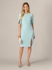 Adrianna Papell Blue Split Sleeve Midi Crepe Dress - Image 3 of 6
