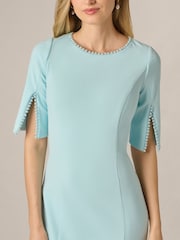 Adrianna Papell Blue Split Sleeve Midi Crepe Dress - Image 4 of 6